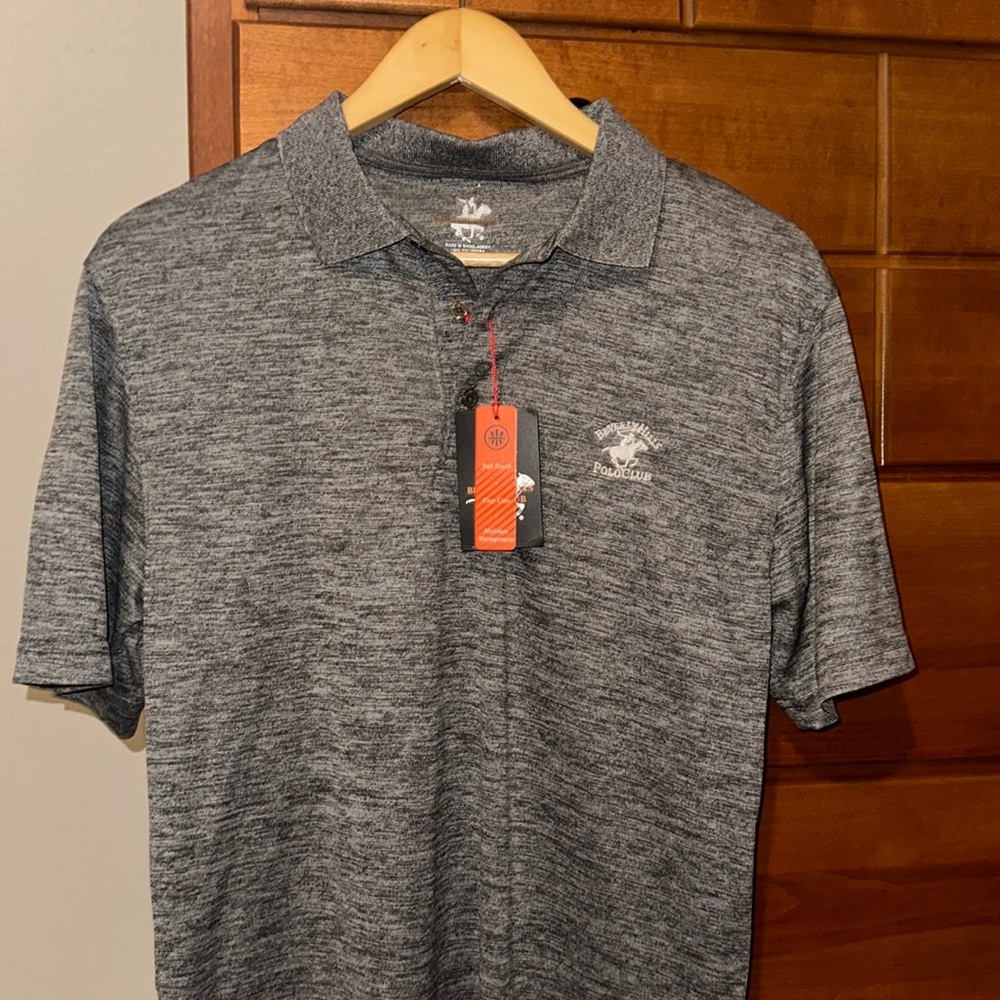 Beverly Hills Polo Club Men’s Gray Variegated Short Sleeve Polo Shirt. Sz S